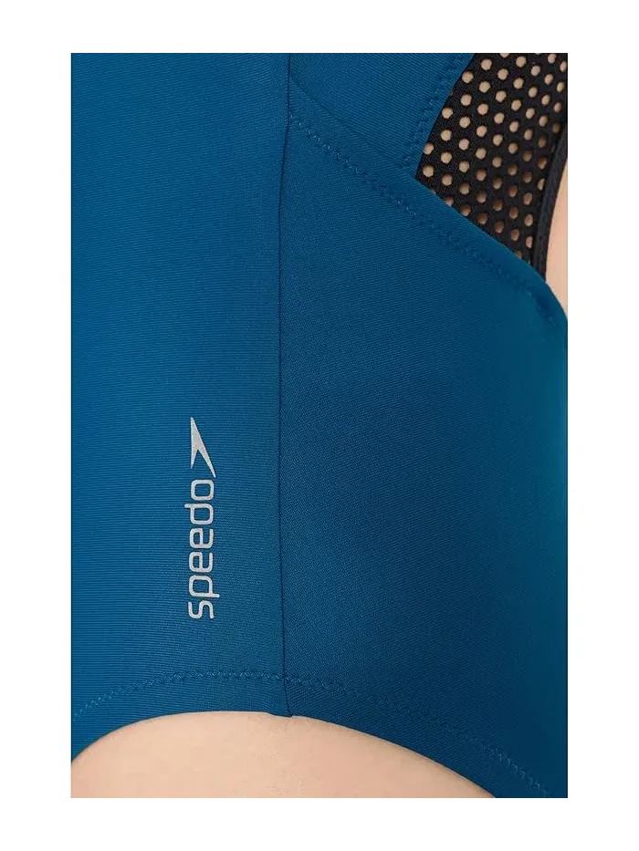 Купальник слитный с сетчатой спинкой Solid Mesh Scoop Neck One-Piece Speedo — изображение 4 из 4, черный