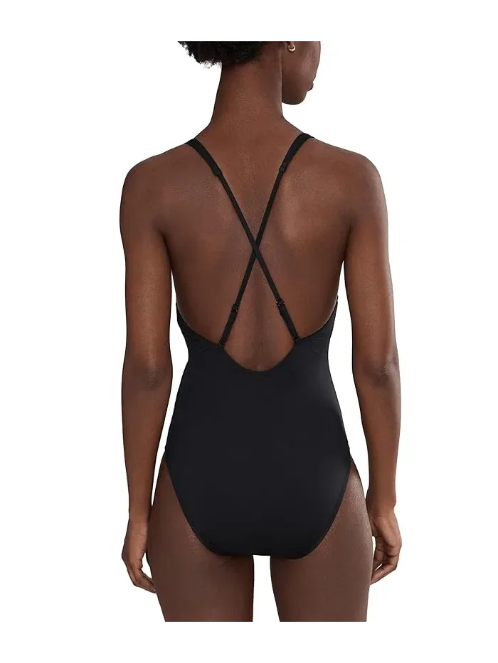 Купальник слитный Effortless Essential Scoop Neck Nike — изображение 3 из 4, черный