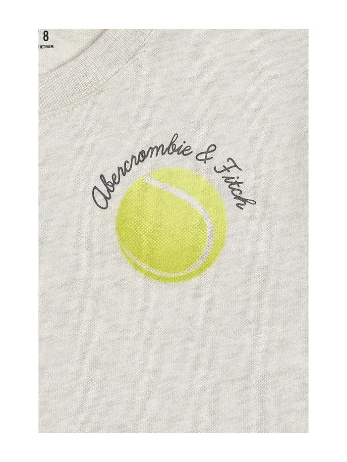 Футболка оверсайз теннисная Abercrombie Kids — изображение 3 из 3, бежевый