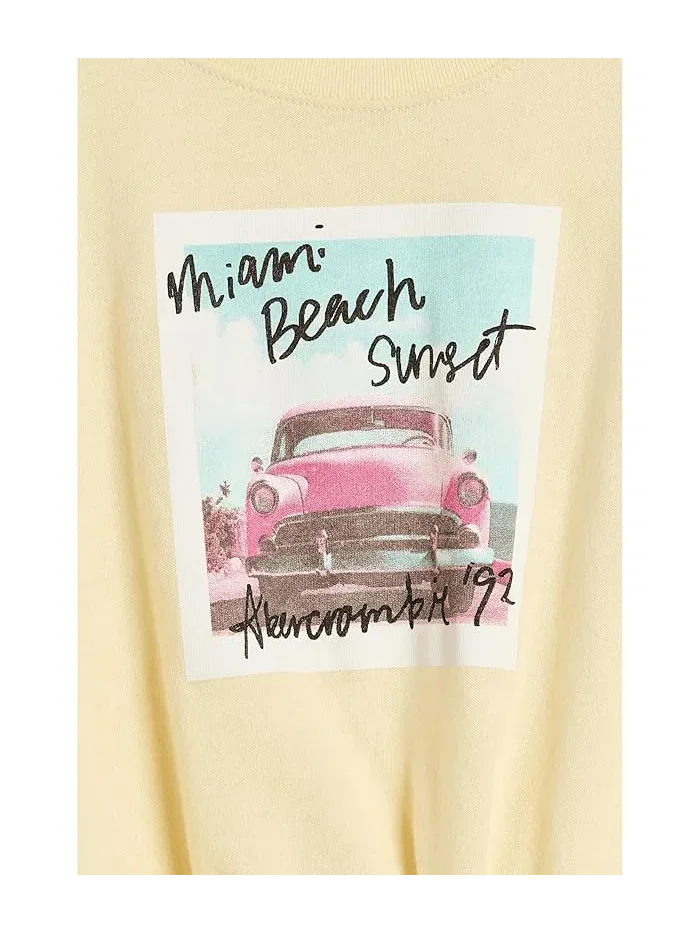 Футболка с фотографическим принтом Miami Beach Side Knot Tee abercrombie kids — изображение 3 из 3, анисовый цветок