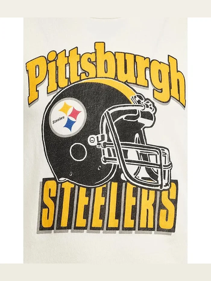 Футболка с принтом Pittsburgh Steelers NFL Junk Food Clothing Kids — изображение 3 из 3, винтажный белый