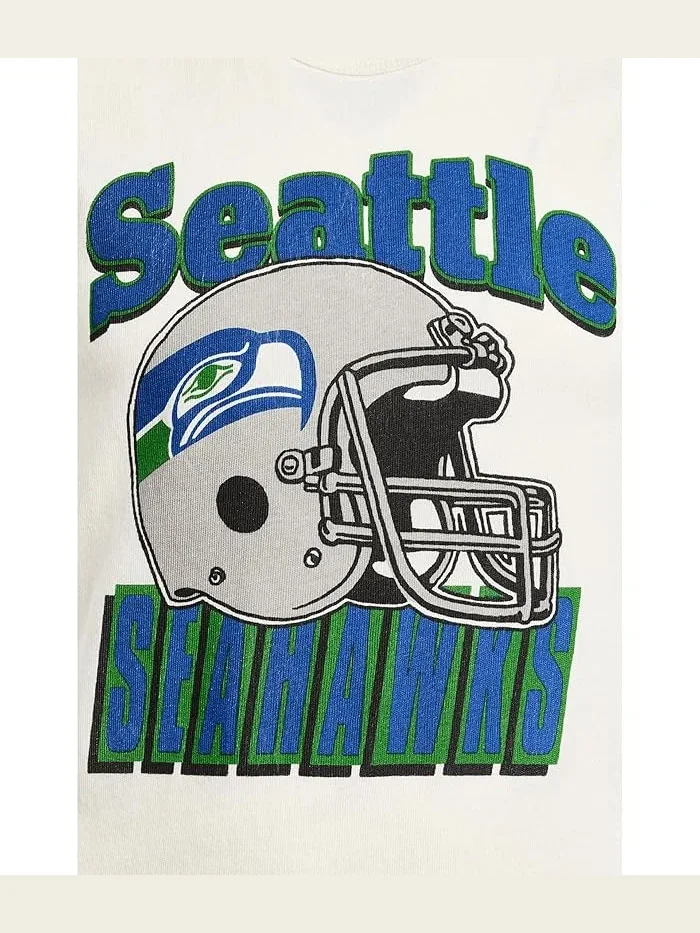 Футболка с принтом NFL Seattle Seahawks Helmet Tee Junk Food Clothing Kids — изображение 3 из 3, винтажный белый