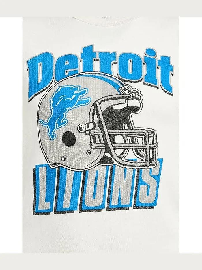 Футболка с принтом NFL Detroit Lions Helmet Junk Food Clothing Kids — изображение 3 из 3, винтажный белый