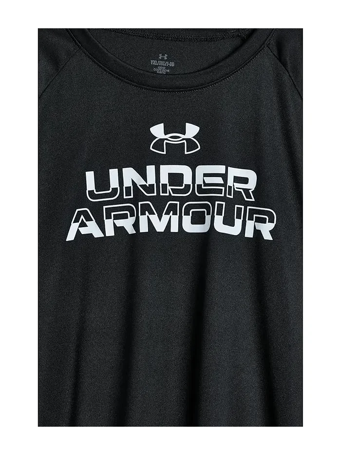 Футболка Tech Split Wordmark детская Under Armour Kids — изображение 3 из 3, фиолетовый/белый