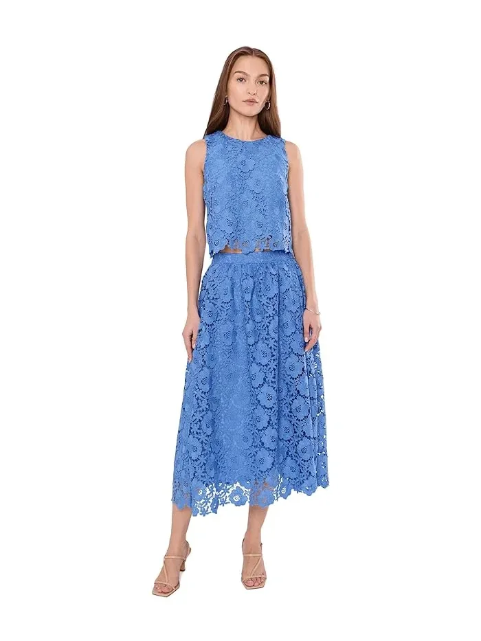 Топ кружевной Sleeveless Lace Top CeCe — изображение 2 из 5, синий