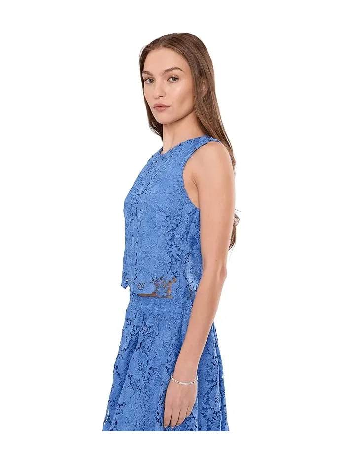 Топ кружевной Sleeveless Lace Top CeCe — изображение 3 из 5, синий