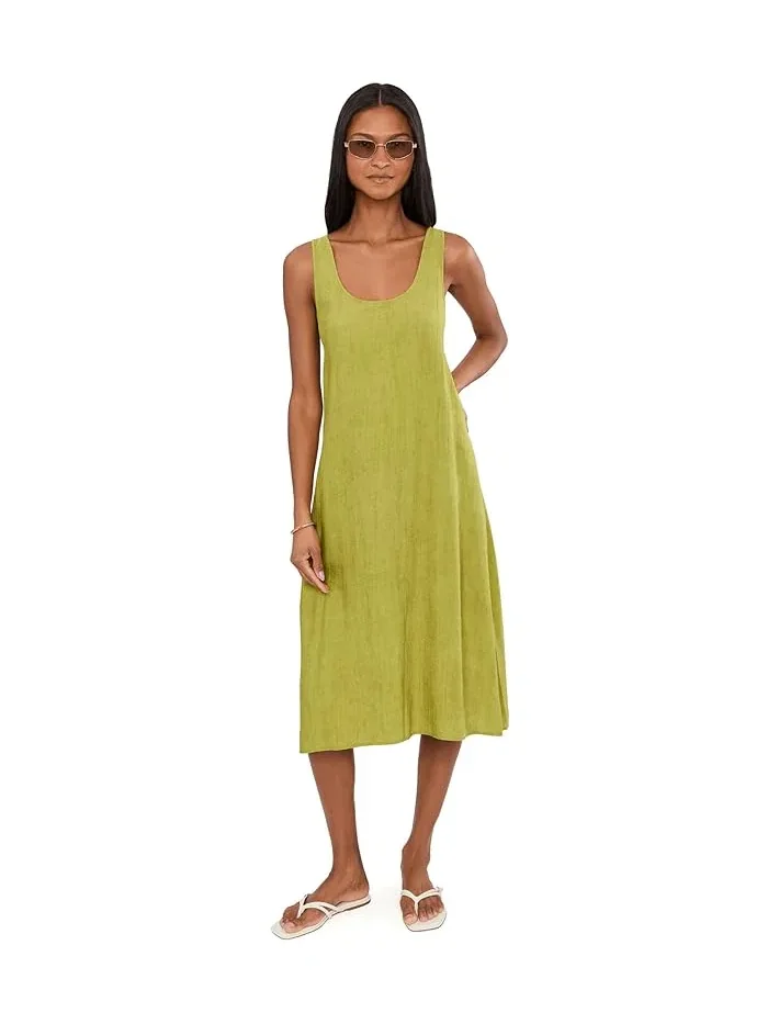 Платье с фольгированным покрытием Terra Foil Crinkle Scoop Neck Gown N by Natori — изображение 2 из 5, оливковый