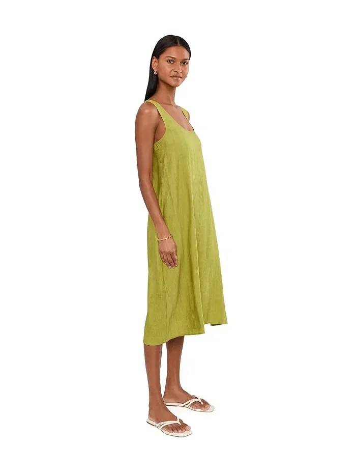 Платье с фольгированным покрытием Terra Foil Crinkle Scoop Neck Gown N by Natori — изображение 3 из 5, оливковый