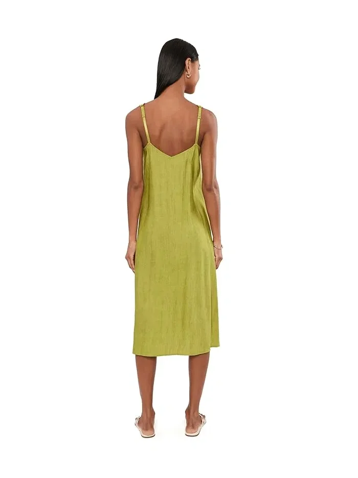 Платье с фольгированным покрытием Terra Foil Crinkle Scoop Neck Gown N by Natori — изображение 4 из 5, оливковый
