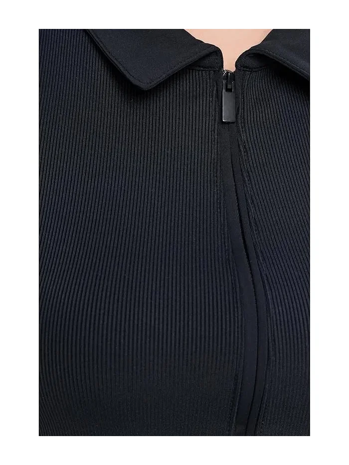 Топ TravisMathew Moveknit Rib SL Zip — изображение 5 из 5, черный