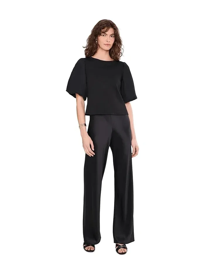 Топ с коротким рукавом-фонарик Crew Neck Puff Sleeve Kint Top Vince Camuto — изображение 2 из 5, золотистый