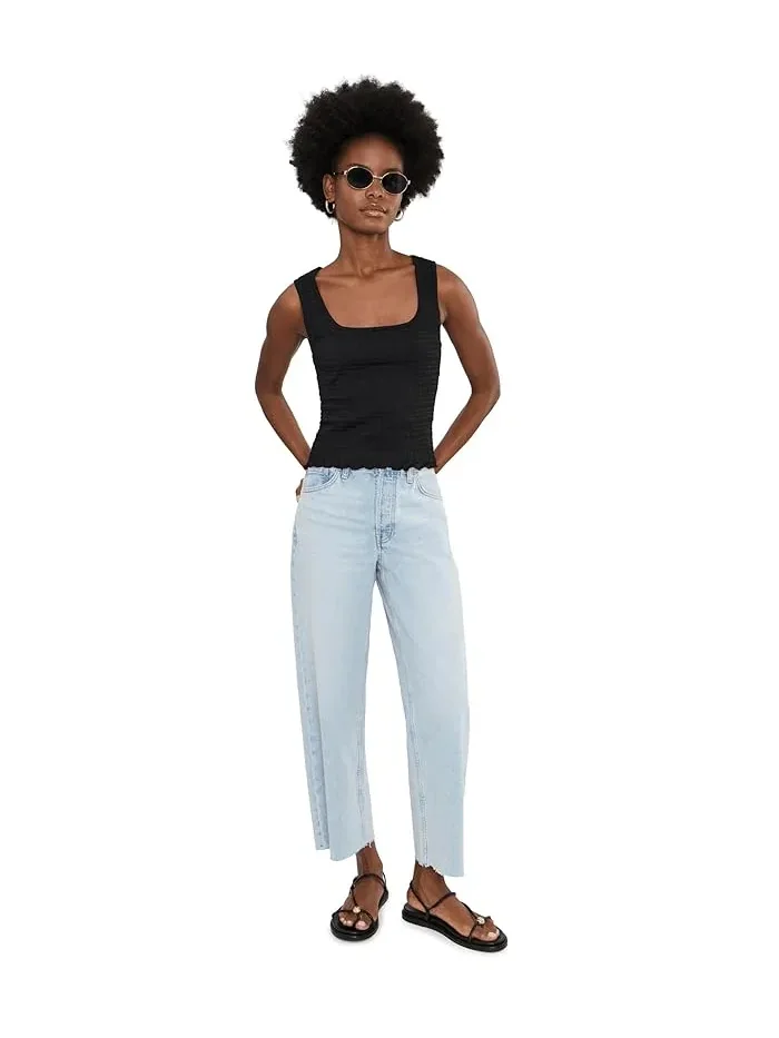Топ с запахом Scoop Neck Smocked Tank Madewell — изображение 2 из 5, черный