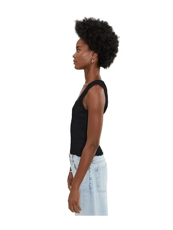 Топ с запахом Scoop Neck Smocked Tank Madewell — изображение 3 из 5, черный