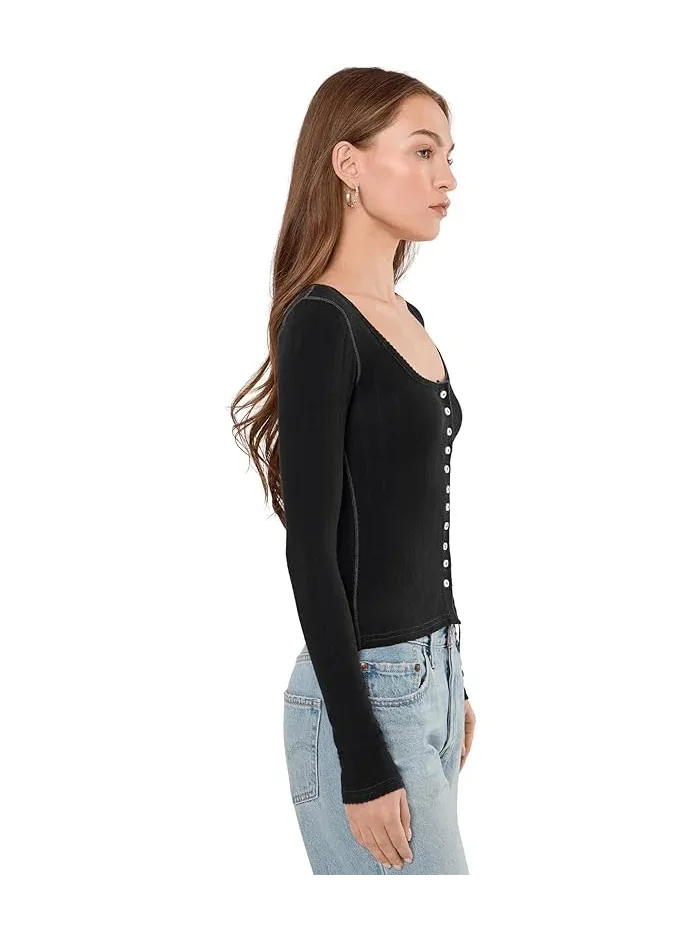 Топ Pointelle Long Sleeve End Game Free People — изображение 3 из 5, черный