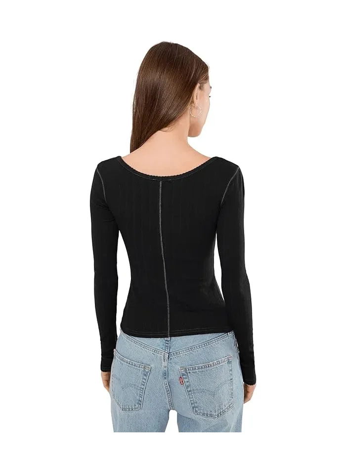 Топ Pointelle Long Sleeve End Game Free People — изображение 4 из 5, черный