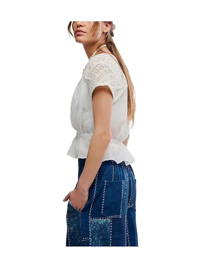 Топ с вышивкой Glimmer Free People — изображение 3 из 5, голубой
