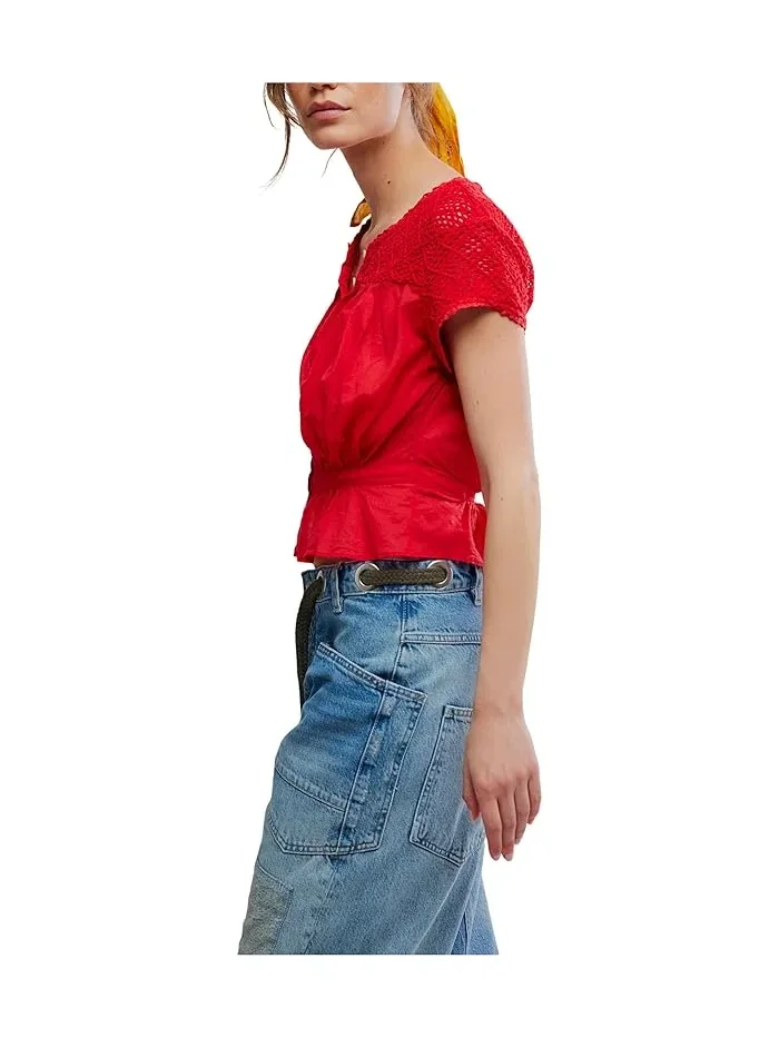 Топ с вышивкой Glimmer Free People — изображение 3 из 5, шоколад
