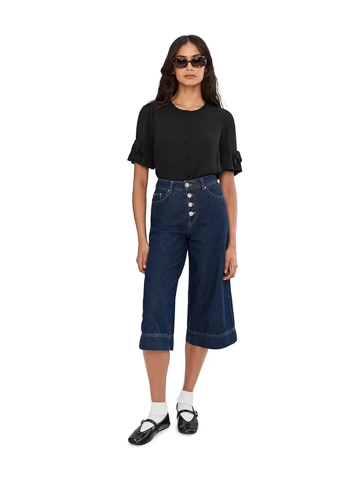 Топ CeCe Flounce Elbow Bow Sleeve — изображение 2 из 5, насыщенный черный
