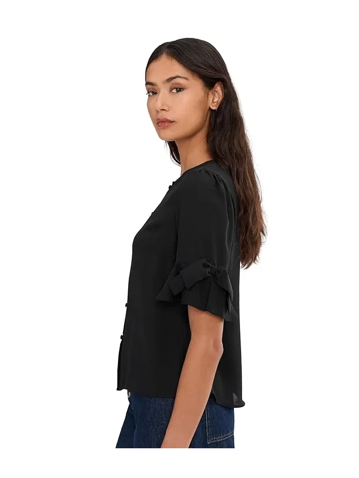 Топ CeCe Flounce Elbow Bow Sleeve — изображение 3 из 5, насыщенный черный