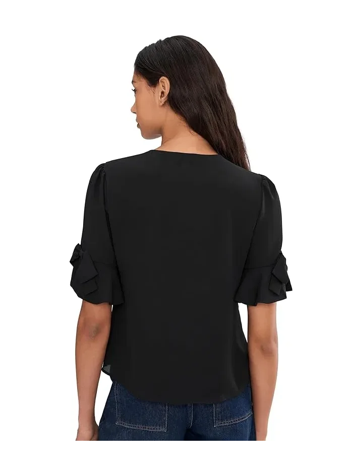 Топ CeCe Flounce Elbow Bow Sleeve — изображение 4 из 5, насыщенный черный