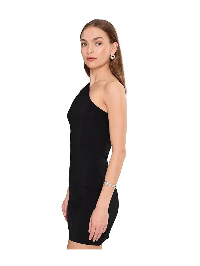 Топ Norma Kamali One Shoulder — изображение 3 из 5, черный