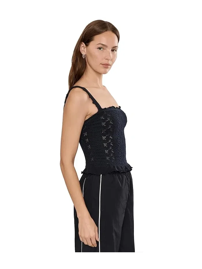 Топ Free People So Soft Frill Square Neck Tank — изображение 3 из 5, черный