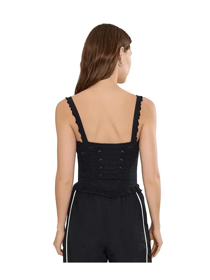 Топ Free People So Soft Frill Square Neck Tank — изображение 4 из 5, черный