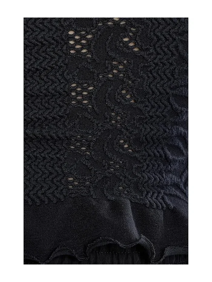 Топ Free People So Soft Frill Square Neck Tank — изображение 5 из 5, черный