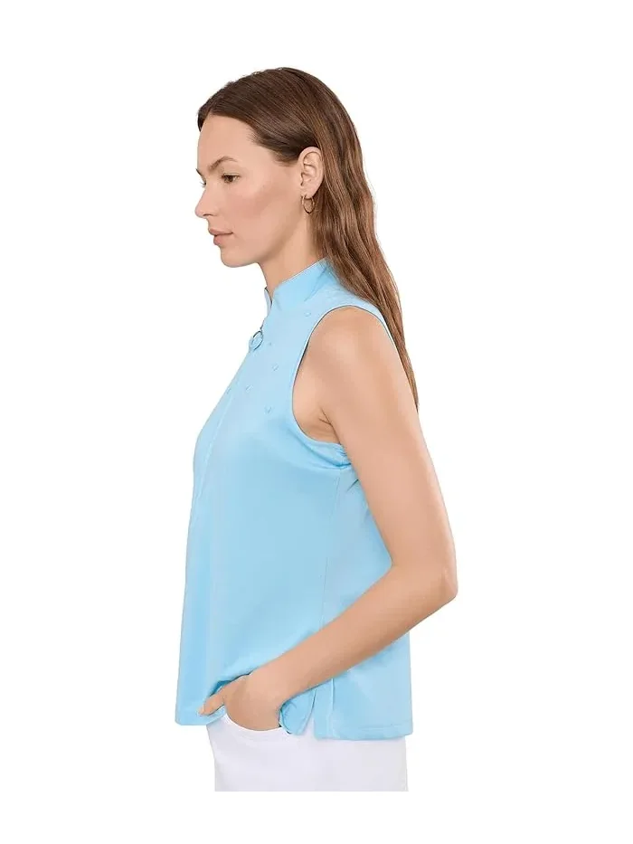 Топ без рукавов с молнией Sleeveless Zip Mock Top Jamie Sadock — изображение 3 из 5, фиолетовый