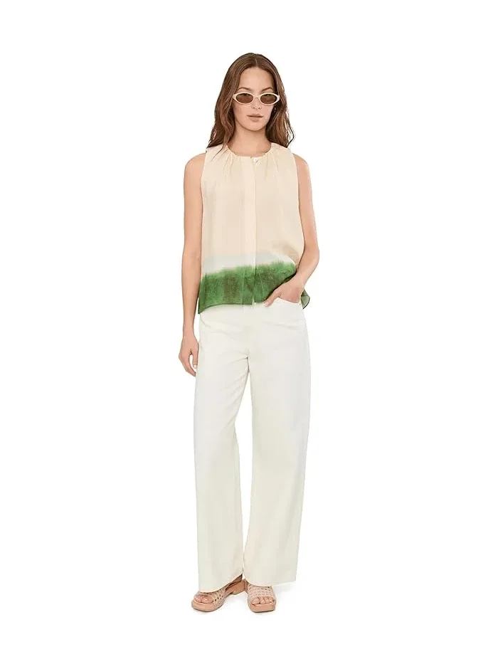 Топ с градиентным окрашиванием Dip Dye A-Line Sleeveless Vince — изображение 2 из 5, бежевый
