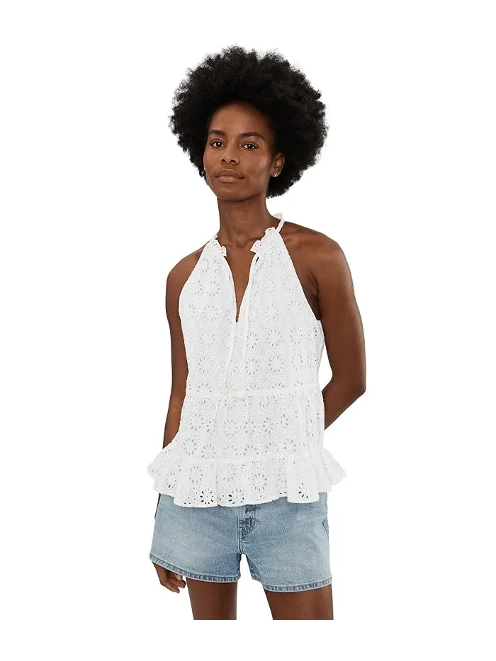 Топ с высокой горловиной и завязкой High Tie Neck Sleeveless Top CeCe
