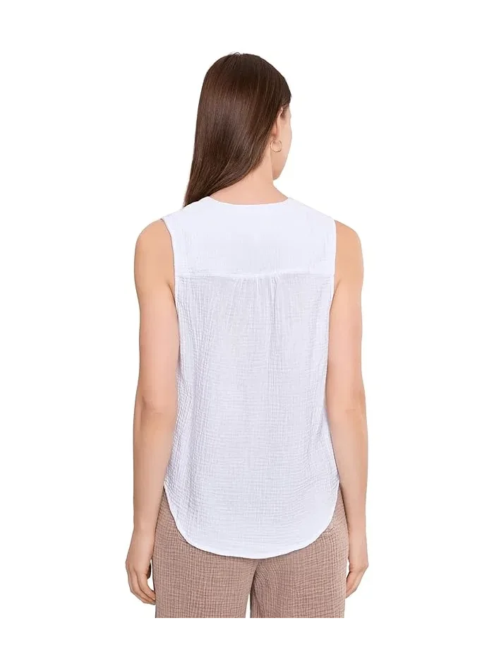 Топ Splendid Ava Gauze Button Tank — изображение 4 из 5, белый