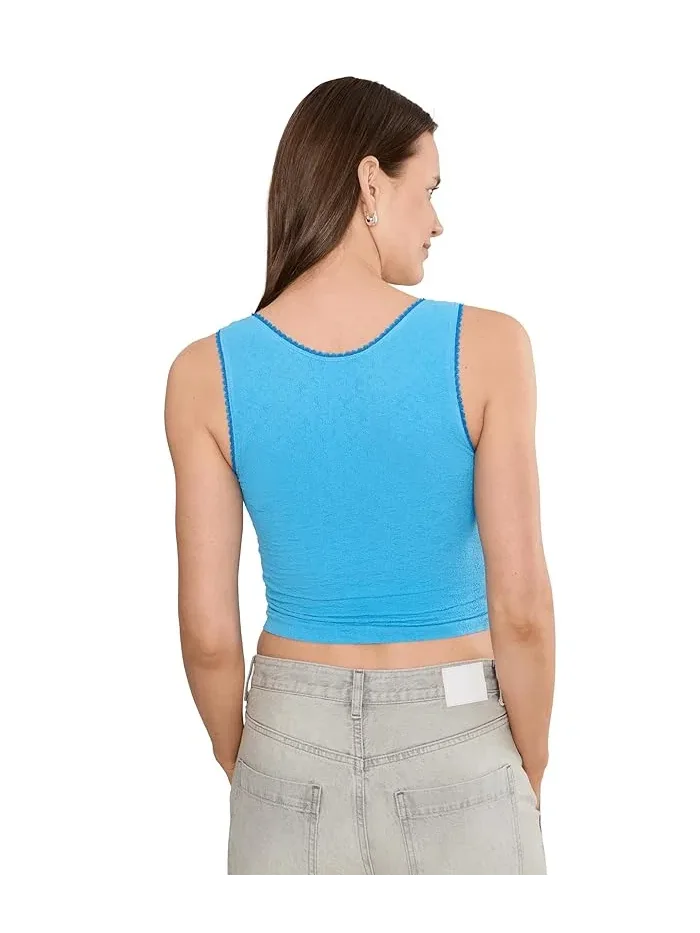 Топ Free People Sweet Point Cami, Lake Life — изображение 4 из 5, аквамариновый