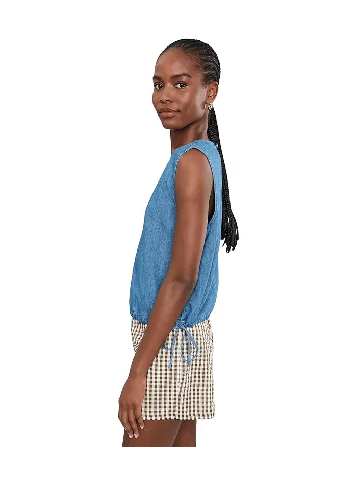 Джинсовый топ с защипами Denim Cinched Shell Top Madewell — изображение 3 из 5