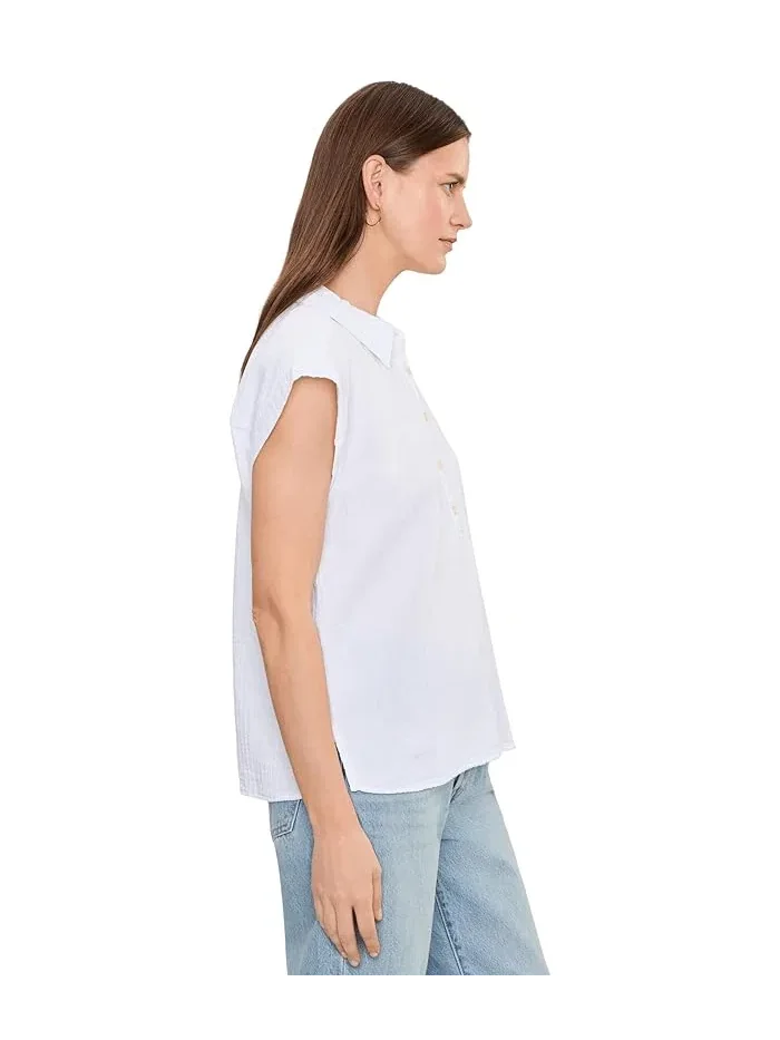 Майка-безрукавка с воротником-хенли мод. Gauze Sleeveless Henley Shirt Mod-o-doc — изображение 3 из 5, серый
