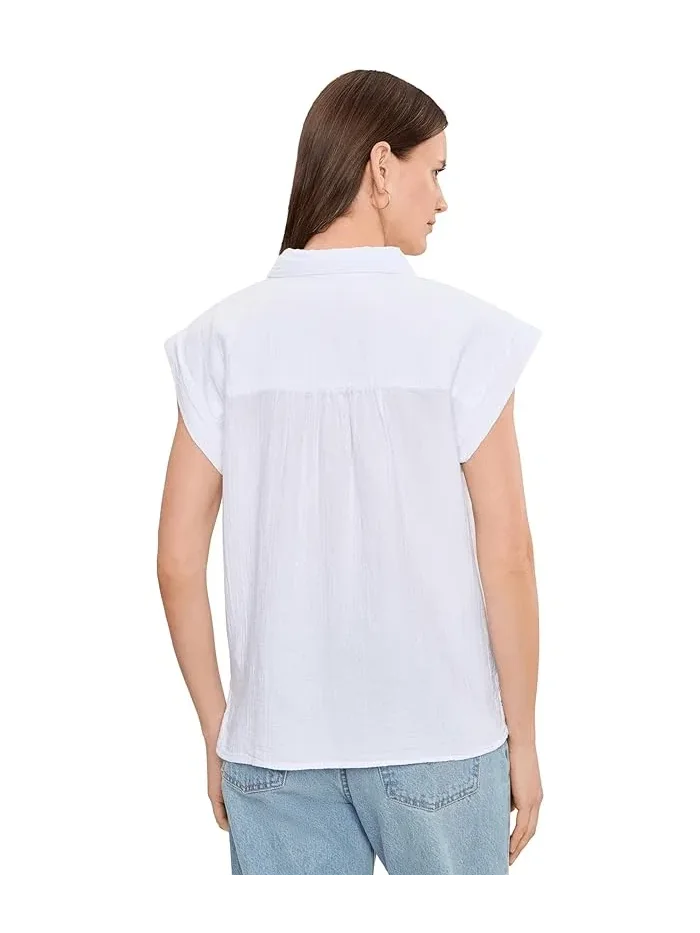 Майка-безрукавка с воротником-хенли мод. Gauze Sleeveless Henley Shirt Mod-o-doc — изображение 4 из 5, серый
