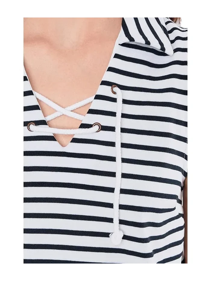 Топ без рукавов с воротником Navy Stripe — изображение 5 из 5, лиловый