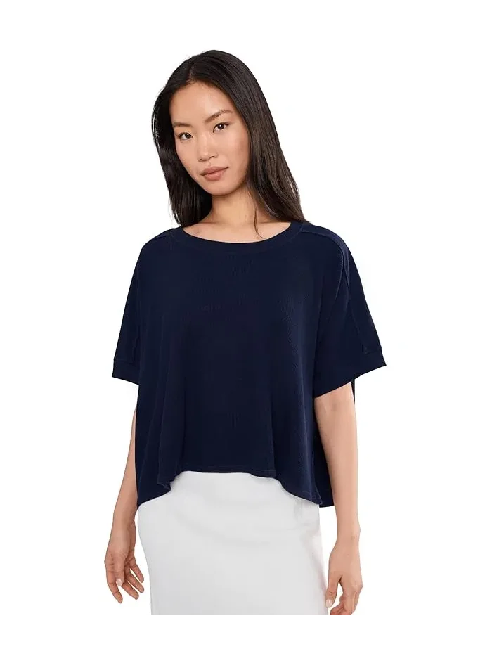 Топ Dolman 1/2 Sleeve Open Crew Neck Boxy Mod-o-doc — синий