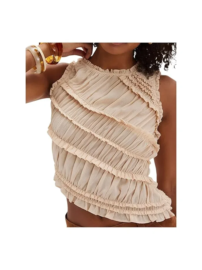 Топ с оборками Pink Sands Smocked Free People — изображение 3 из 3, розовый песочный