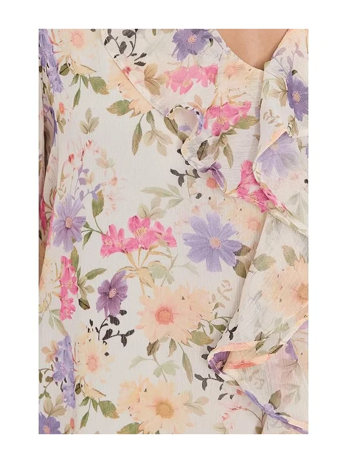 Топ с воланами и рукавами-фонариками Flutter Sleeve Ruffled Short Sleeve Top CeCe — изображение 5 из 5, слоновая кость