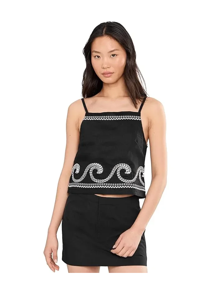 Топ с вышивкой льняной Embroidered Linen Crop Top Blank NYC