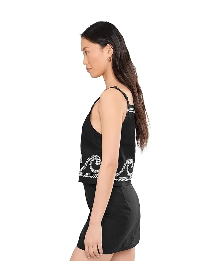 Топ с вышивкой льняной Embroidered Linen Crop Top Blank NYC — изображение 3 из 5, зеленый