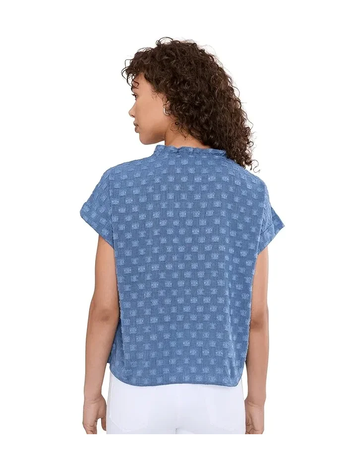 Топ с V-образным вырезом и завязкой V-neck With Front Tie And Rolledup Short Sleeve Vince Camuto — изображение 4 из 5