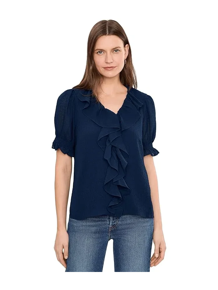 Топ CeCe Ruffled Pintuck Elbow Sleeve