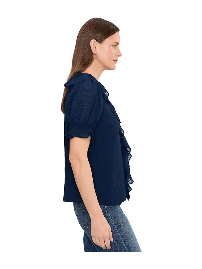Топ CeCe Ruffled Pintuck Elbow Sleeve — изображение 3 из 5, классический темно-синий