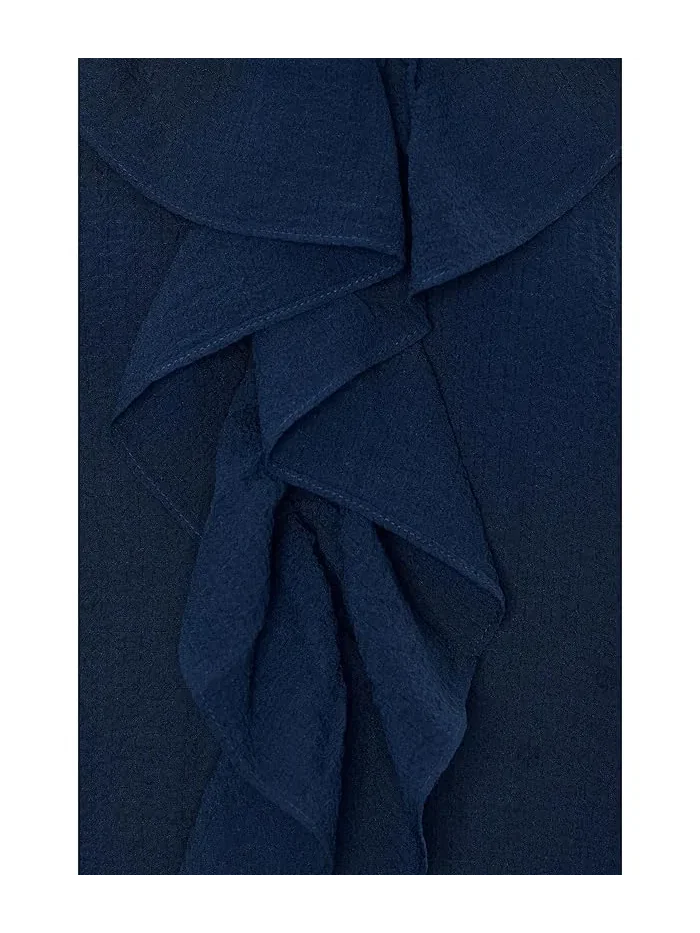 Топ CeCe Ruffled Pintuck Elbow Sleeve — изображение 5 из 5, классический темно-синий