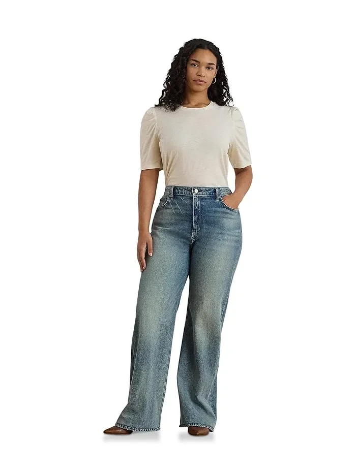 Топ Slub Jersey Puff-Sleeve Lauren Ralph Lauren — изображение 2 из 4, кремовый