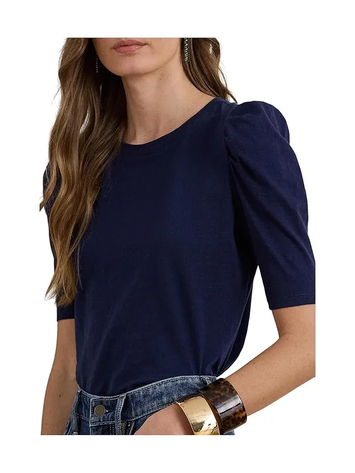 Топ Slub Jersey Puff-Sleeve Lauren Ralph Lauren — изображение 3 из 3, темно-синий