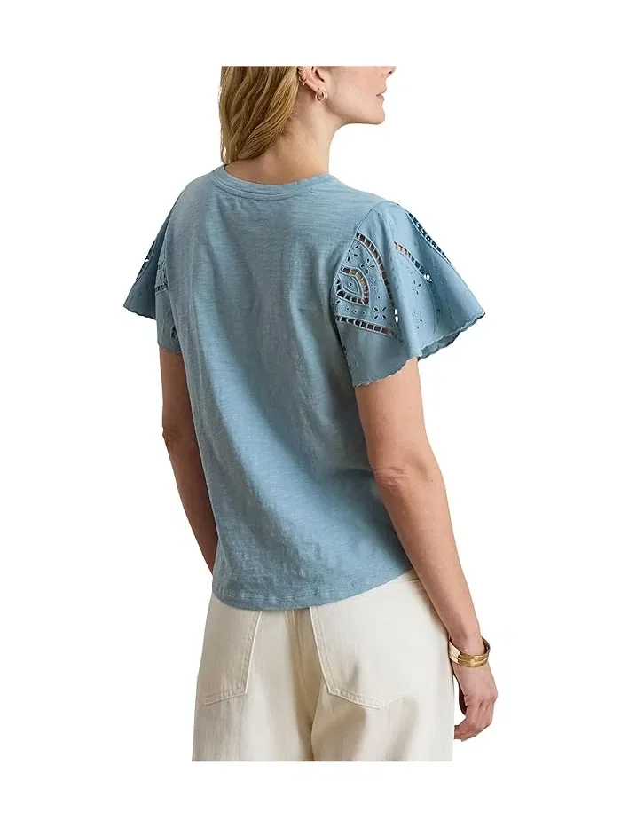 Топ Eyelet Cotton Jersey & Broadcloth Lauren Ralph Lauren — изображение 3 из 5, синий
