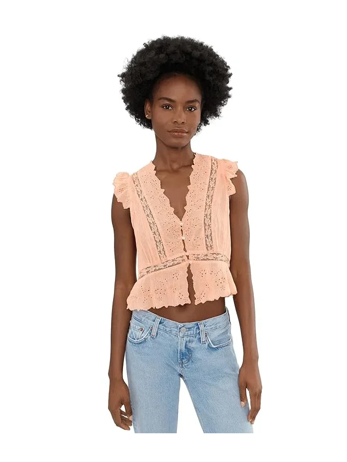 Топ с вышивкой Day Dreamer Free People, Peachie Pie